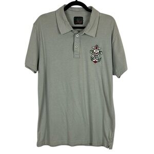 Ed Hardy Cotton Skull Stars Classic Short Sleeve Polo Shirt XL Grey
